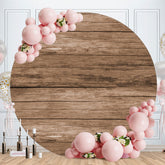 Aperturee - Nature Simple Brown Wood Round Birthday Backdrop