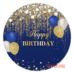 Aperturee - Navy Blue Balloons Circle Birthday Backdrop