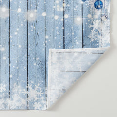 Aperturee - Navy Blue Christmas Balls Wooden Snow Backdrop