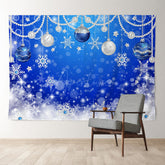 Aperturee - Navy Blue Diamond Pearl Balls Snow Winter Backdrop