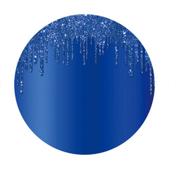 Aperturee - Navy Blue Glitter Round Birthday Party Backdrop