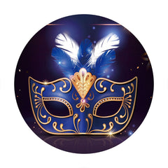 Aperturee - Navy Blue Glod Mask Round Birtdhay Backdrops