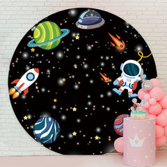 Aperturee - Night Universe Round Happy Birthday Backdrop
