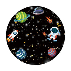 Aperturee - Night Universe Round Happy Birthday Backdrop