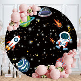 Aperturee - Night Universe Round Happy Birthday Backdrop