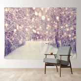 Aperturee - Nostalgic Snowy Tree Light Winter Scene Backdrop