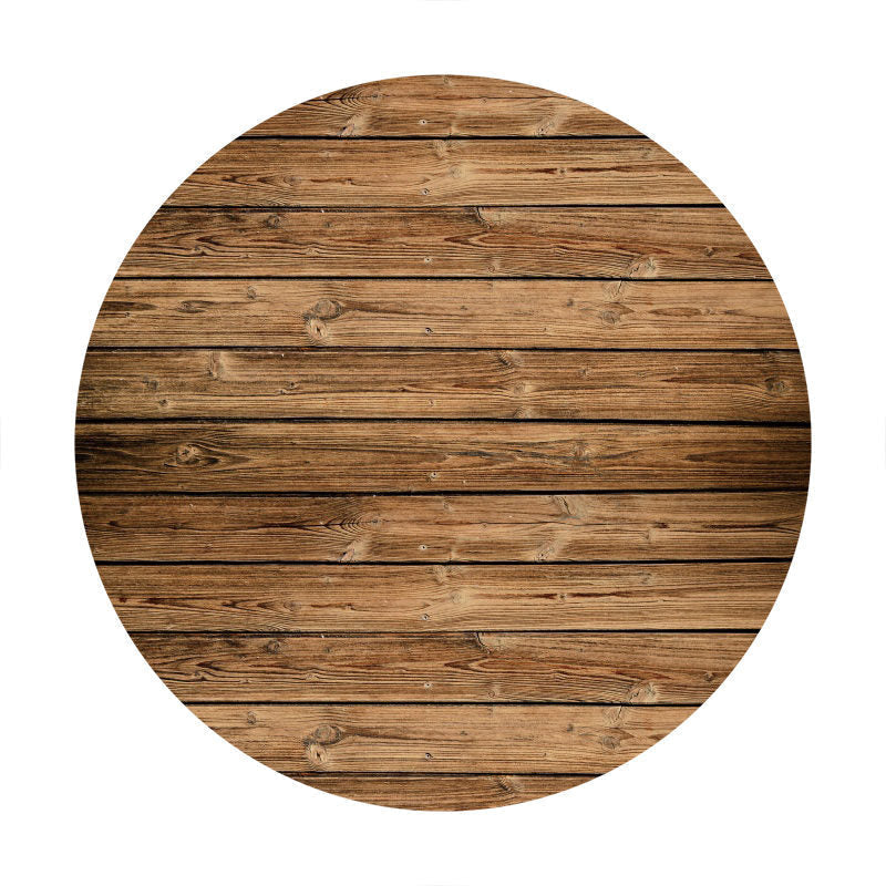 Aperturee - Nuture Brown Wooden Round Birthday Backdrops