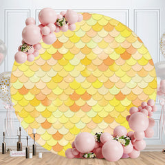 Aperturee - Orange Mermaid Round Girls Birthday Backdrop