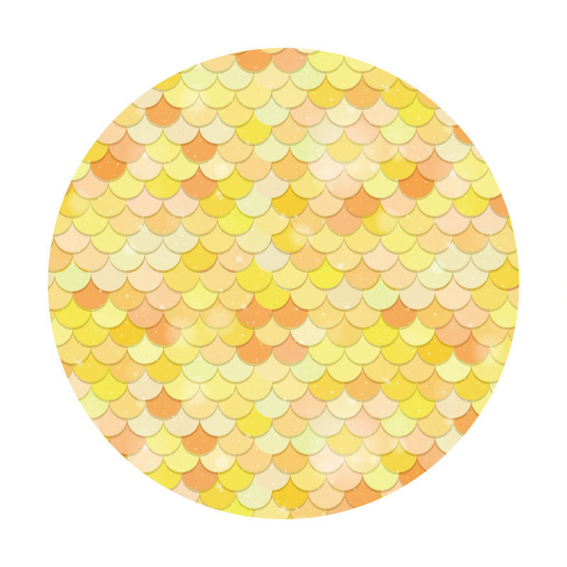 Aperturee - Orange Mermaid Round Girls Birthday Backdrop