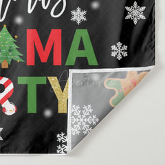 Aperturee - Pajama Party Snowflake Black Christmas Backdrop