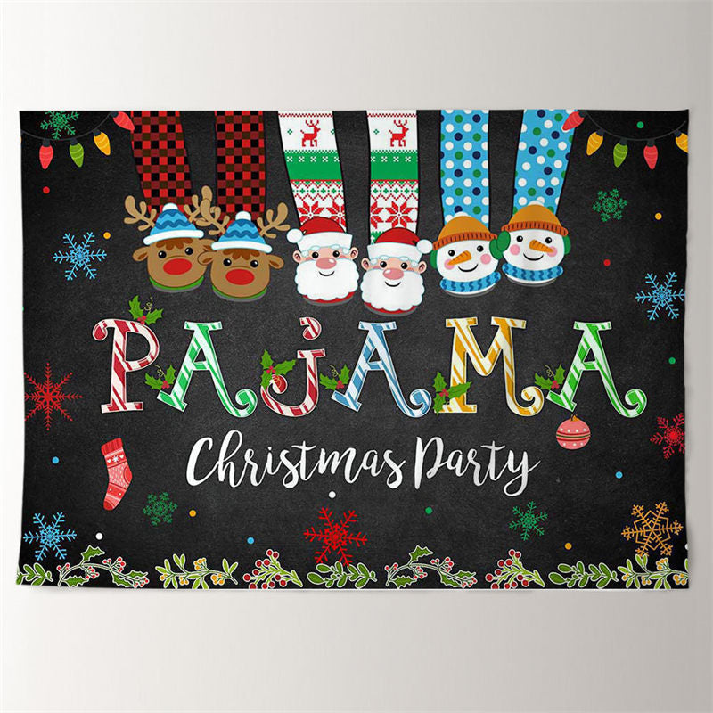 Aperturee - Pajama Santa Deer Snowman Color Christmas Backdrop