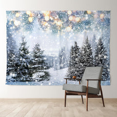 Aperturee - Pine Tree Snowing Bright Bokeh Winter Backdrop