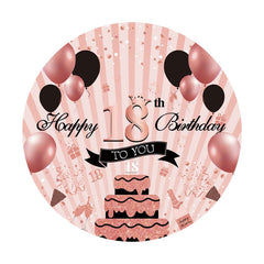 Aperturee - Pink Balloons Round 18th Happy Birthday Backdrop
