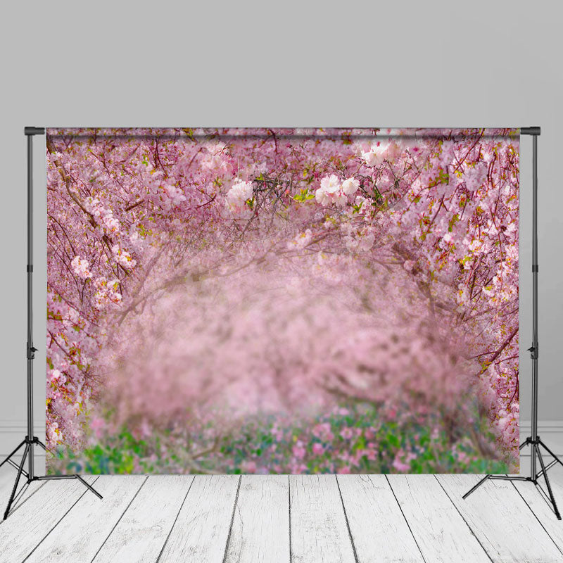 Aperturee - Pink Blossom Sakura Flower Tree Spring Photo Backdrop