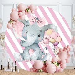 Aperturee - Pink Elephant Ballon Round Baby Shower Backdrop
