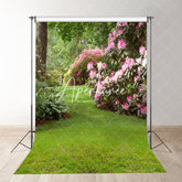 Aperturee - Pink Flowering Shrubs Grass Spring Backdrop Photo Ideas