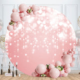 Aperturee - Pink Glitter Bokeh Round Birthday Party Backdrop