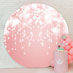 Aperturee - Pink Glitter Bokeh Round Birthday Party Backdrop