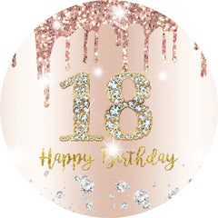 Aperturee - Pink Glitter Round 18th Happy Birthday Backdrop