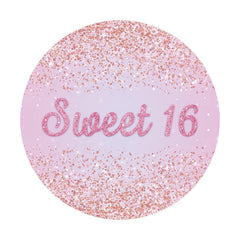 Aperturee - Pink Glitter Round Sweet 16th Birthday Backdrop