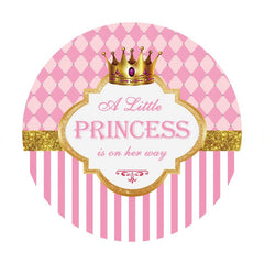 Aperturee - Pink Little Princess Round Baby Shower Backdrop