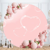 Aperturee - Pink Love Ballon Round Birthday Party Backdrop