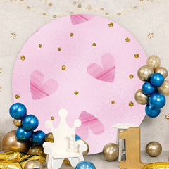 Aperturee - Pink Love Round Gold Glitte Valentines Backdrop