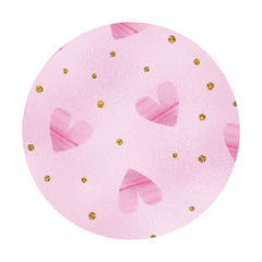 Aperturee - Pink Love Round Gold Glitte Valentines Backdrop