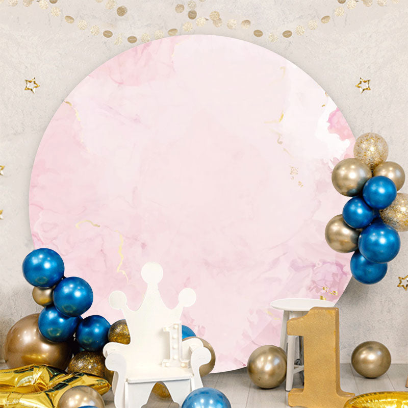 Aperturee - Pink Marble Texture Round Birthday Backdrops