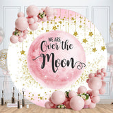 Aperturee - Pink Moon Gold Stars Bokeh Baby Shower Backdrop