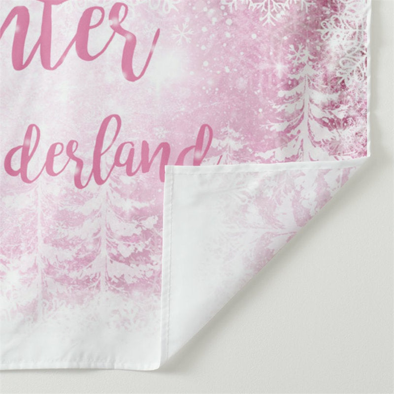 Aperturee - Pink Onederland Snowflake Forest Winter Backdrop