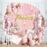Aperturee - Pink Pumpkin Carriage Round Princess Birthday Backdrop