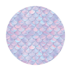 Aperturee - Pink Purple Mermaid Round Birthday Party Backdrop
