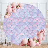 Aperturee - Pink Purple Mermaid Round Birthday Party Backdrop