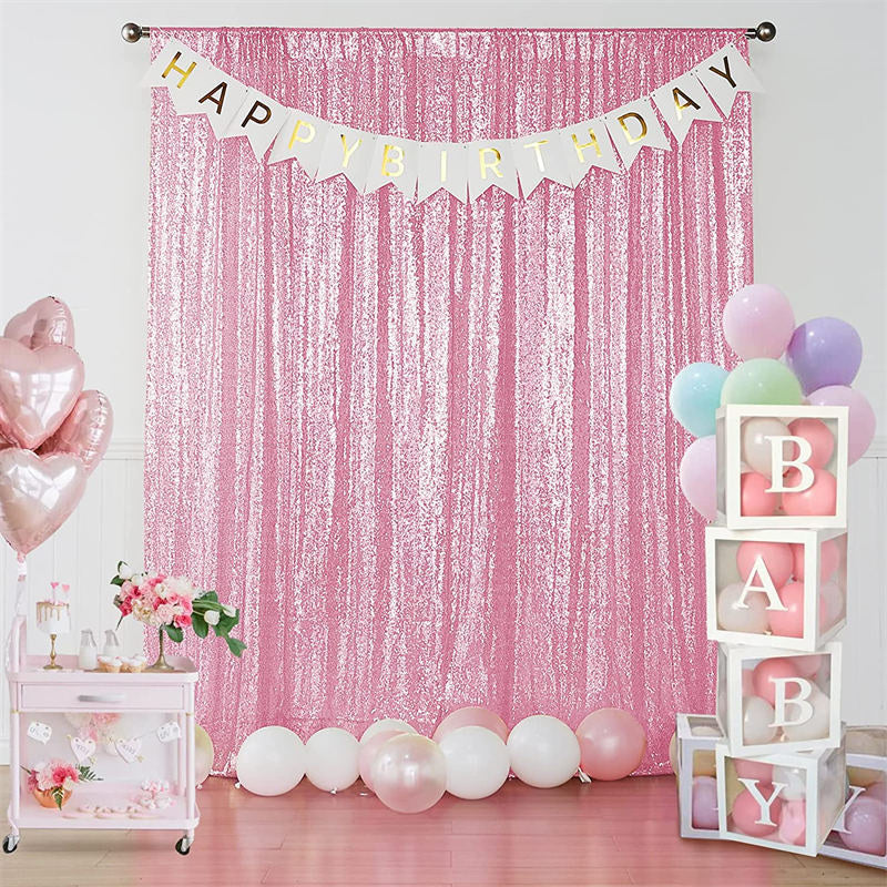 Aperturee - Pink Shimmery Sequin Backdrop Curtain For Photography