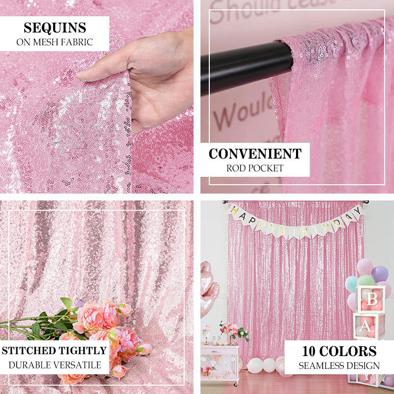 Aperturee - Pink Shimmery Sequin Backdrop Curtain For Photography