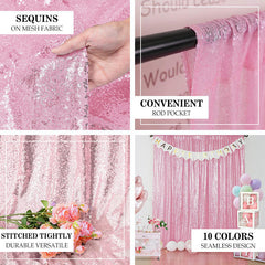 Aperturee - Pink Shimmery Sequin Backdrop Curtain For Photography