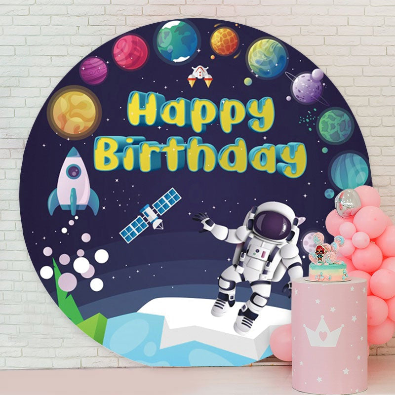 Aperturee - Planetary Astronaut Round Birthday Backdrop
