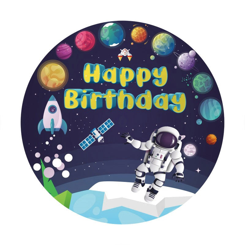 Aperturee - Planetary Astronaut Round Birthday Backdrop