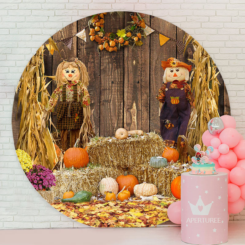 Aperturee - Pumpkin Autumn Halloween Round Holiday Backdrop