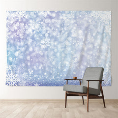 Aperturee - Purle Blue Snowflake White Winter Bokeh Backdrop