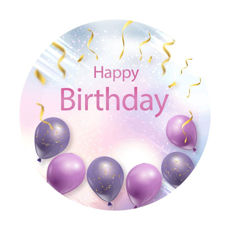 Aperturee - Purple Ballons Round Birthday Bokeh Backdrop