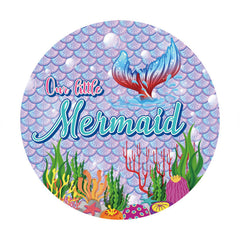 Aperturee - Purple Blue Little Mermaid Round Birthday Backdrop