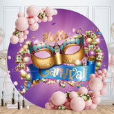 Aperturee - Purple Blue Round Masquerade Birthday Backdrop