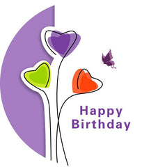 Aperturee - Purple Butterfly Round White Birthday Backdrop