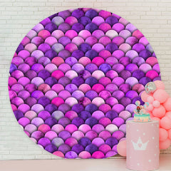 Aperturee - Purple Dream Mermaid Round Birthday Backdrop