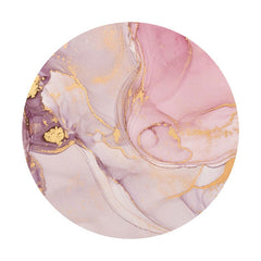 Aperturee - Purple Marble Stripes Round Happy Birthday Backdrop