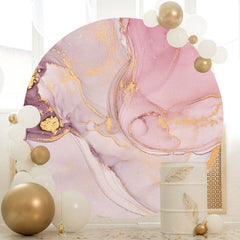 Aperturee - Purple Marble Stripes Round Happy Birthday Backdrop