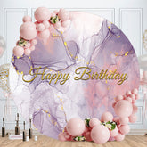 Aperturee - Purple Marble Texture Round Birthday Backdrop
