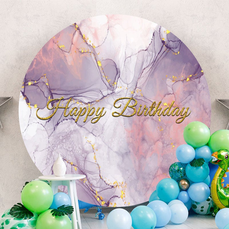 Aperturee - Purple Marble Texture Round Birthday Backdrop